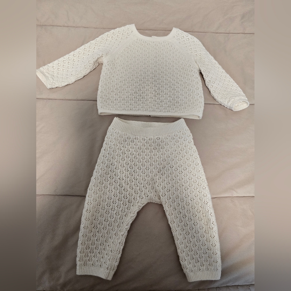 ZARA Cream Knit Two-Piece Baby Set